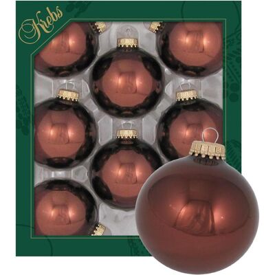 Krebs Glas Lauscha, Christbaumschmuck, Orangene/Braune Kugeln 8er Set - Christbaumschmuck aus Glas - Ø 7cm Krebs Glas Lauscha, Christbaumschmuck, Orangene/Braune Kugeln 8er Set - Christbaumschmuck aus Glas - Ø 7cm