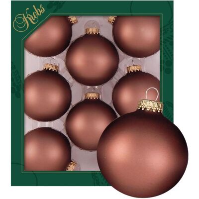 Krebs Glas Lauscha, Christbaumschmuck, Orangene/Braune Kugeln 8er Set - Christbaumschmuck aus Glas - Ø 7cm (8x) Krebs Glas Lauscha, Christbaumschmuck, Orangene/Braune Kugeln 8er Set - Christbaumschmuck aus Glas - Ø 7cm (8x)