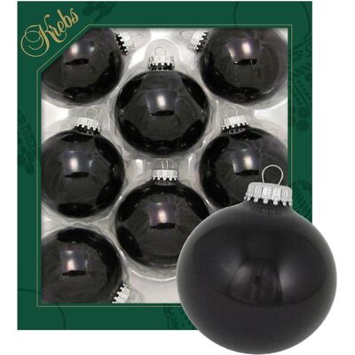 Krebs Glas Lauscha, Christbaumschmuck, Schwarze/Graue Kugeln im 8er Set - Christbaumschmuck aus Glas - Ø 7 cm Krebs Glas Lauscha, Christbaumschmuck, Schwarze/Graue Kugeln im 8er Set - Christbaumschmuck aus Glas - Ø 7 cm