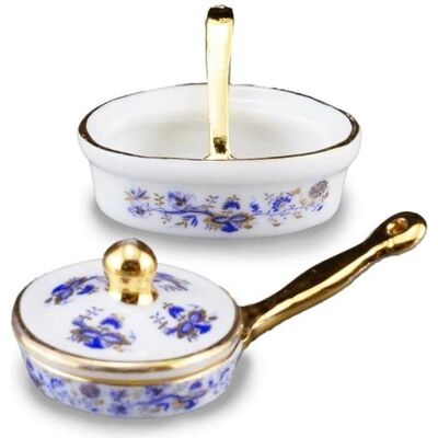 Reutter, Miniaturen, 001.432/5 - Pfanne mit Auflaufschüssel "Zwiebel", Miniatur Reutter, Miniaturen, 001.432/5 - Pfanne mit Auflaufschüssel "Zwiebel", Miniatur