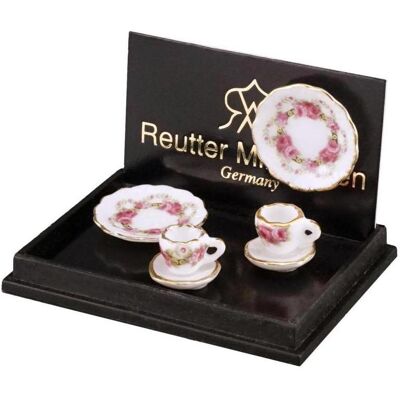 Reutter, Miniaturen, 2 Kaffeegedeck, Rosenband Reutter, Miniaturen, 2 Kaffeegedeck, Rosenband