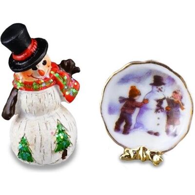Reutter, Miniaturen, 001.899/5 - Kleiner Schneemann mit Teller, Miniatur Reutter, Miniaturen, 001.899/5 - Kleiner Schneemann mit Teller, Miniatur
