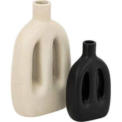 Atmosphera Keramikvasen-Set - 14/20cm, Neutrale Farben Atmosphera Keramikvasen-Set - 14/20cm, Neutrale Farben