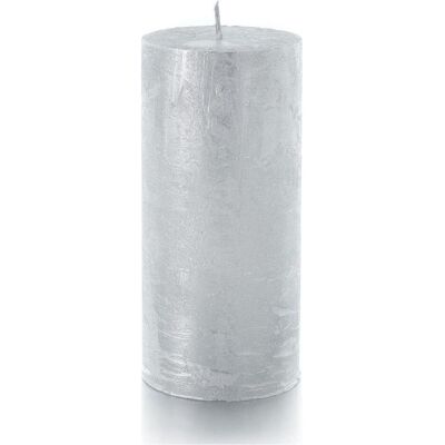 2x Balthasar, Kerzen, Zylinderkerze Rustico 15 x 7 cm, Silber (1x) 2x Balthasar, Kerzen, Zylinderkerze Rustico 15 x 7 cm, Silber (1x)