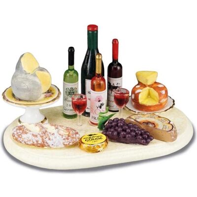 Reutter, Miniaturen, 001.815/1 - Wein und Käse-Tablett, Miniatur Reutter, Miniaturen, 001.815/1 - Wein und Käse-Tablett, Miniatur