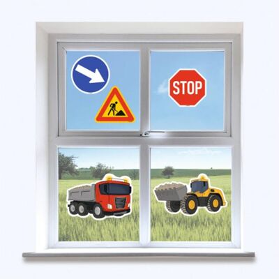 Amscan - Auf der Baustelle Fensterbild - Bunt - Fensterdekoration Amscan - Auf der Baustelle Fensterbild - Bunt - Fensterdekoration