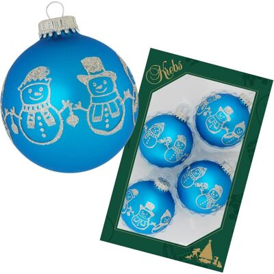 Krebs Glas Lauscha, Christbaumschmuck, Weihnachtskugeln 4er Sets - Christbaumkugeln aus Glas in Blau (4x) Krebs Glas Lauscha, Christbaumschmuck, Weihnachtskugeln 4er Sets - Christbaumkugeln aus Glas in Blau (4x)