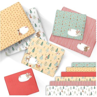 Papierdrachen, Geschenkverpackung, Geschenkpapier Set Weihnachten - Winterwald (6x) Papierdrachen, Geschenkverpackung, Geschenkpapier Set Weihnachten - Winterwald (6x)