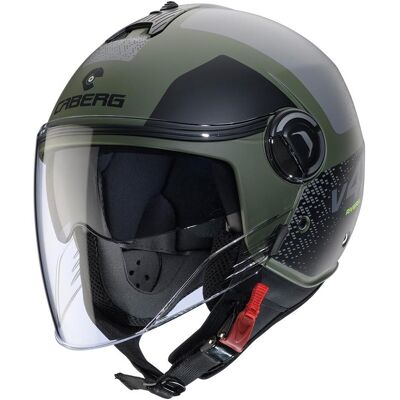 Caberg, Motorradhelm, JET Offener Helm mit Visier, Modell Riviera V4X Alpha, Farbe Grün/Schwarz/Mattgrau, Grösse M (M) Caberg, Motorradhelm, JET Offener Helm mit Visier, Modell Riviera V4X Alpha, Farbe Grün/Schwarz/Mattgrau, Grösse M (M)