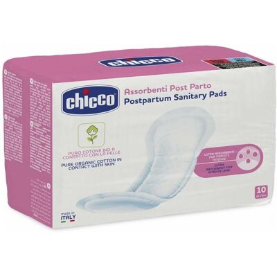 Chicco Bio-Baumwolle Postpartum Einlagen - 10 Stück Chicco Bio-Baumwolle Postpartum Einlagen - 10 Stück