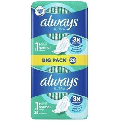 Always, Binden, Immer normale, sanitäre Pads, 28 Stücke (28x) Always, Binden, Immer normale, sanitäre Pads, 28 Stücke (28x)