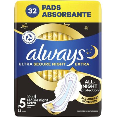 Always, Binden, Night Extra Plus Pads Wing 32CT (32x) Always, Binden, Night Extra Plus Pads Wing 32CT (32x)
