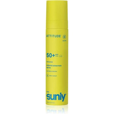 Attitude, Sonnencreme, AttitudeSunly Kids Mineral Sunscreen Spray SPF 50+ Mineraal Bruiningsspray Parfumvrij (SPF 50+, 75 ml) Attitude, Sonnencreme, AttitudeSunly Kids Mineral Sunscreen Spray SPF 50+ Mineraal Bruiningsspray Parfumvrij (SPF 50+, 75 ml)