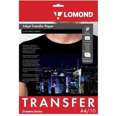 Lomond, Kopierpapier, Thermotransfer Inkjet Paper A4, 10 sheets, for Dark Fabrics (A4) Lomond, Kopierpapier, Thermotransfer Inkjet Paper A4, 10 sheets, for Dark Fabrics (A4)