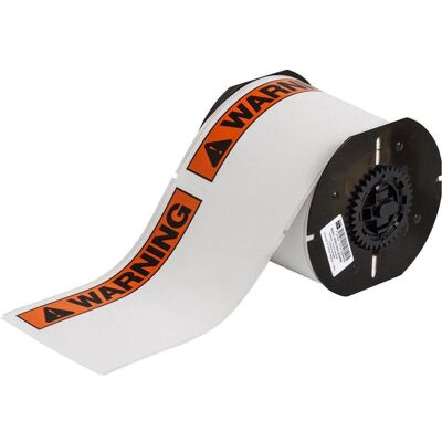 Brady, Etikettenrolle, B30-25-854-WARN, Toughwash-Etiketten, Polyester, Schwarz/Orange auf weiss, matt, 101.60 x 152 Brady, Etikettenrolle, B30-25-854-WARN, Toughwash-Etiketten, Polyester, Schwarz/Orange auf weiss, matt, 101.60 x 152