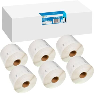 G&G Weiße Etikettenrollen - 57x32mm - 6x 1000 Etiketten G&G Weiße Etikettenrollen - 57x32mm - 6x 1000 Etiketten