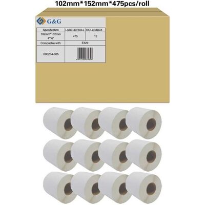 G&G Etikettenrolle - 102 x 152 mm - Weiß - Universale Etiketten G&G Etikettenrolle - 102 x 152 mm - Weiß - Universale Etiketten
