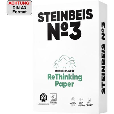Steinbeis, Kopierpapier, No. 3 Pure White (A3, 500 Blätter, 80 g/m²) Steinbeis, Kopierpapier, No. 3 Pure White (A3, 500 Blätter, 80 g/m²)