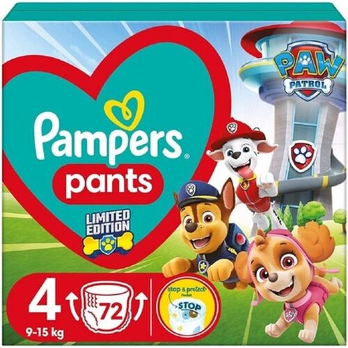 Pampers Active Baby Pants Windel-Hose - Hundepatrouillenschein, Gr. 4, 9-15kg, 72 Stk. (Gr. 4, Tragepack, 72 Stück)