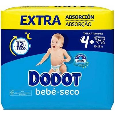 Dodot Baby Dry Größe 4+ (10-15kg) Packung mit 62 Windeln - Schutz & Komfort Dodot Baby Dry Größe 4+ (10-15kg) Packung mit 62 Windeln - Schutz & Komfort