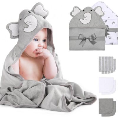 Momcozy Baby Kapuzenhandtuch - Elefanten-Design - Baby Hooded Towel Momcozy Baby Kapuzenhandtuch - Elefanten-Design - Baby Hooded Towel