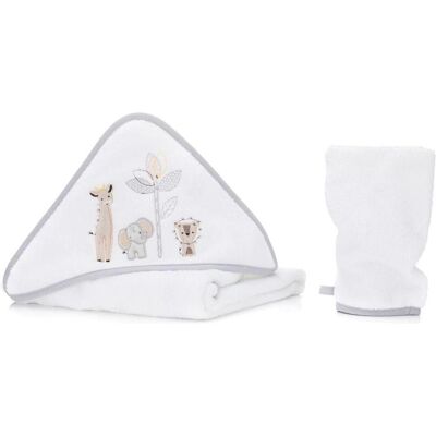 Fillikid - Safari - Weiß - 100x100 cm - Baby-Handtuch Fillikid - Safari - Weiß - 100x100 cm - Baby-Handtuch