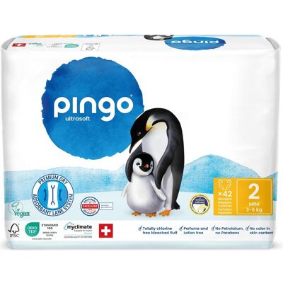 2x Pingo Ökowindeln (Gr. 2, Tragepack, 42 Stk.) 2x Pingo Ökowindeln (Gr. 2, Tragepack, 42 Stk.)