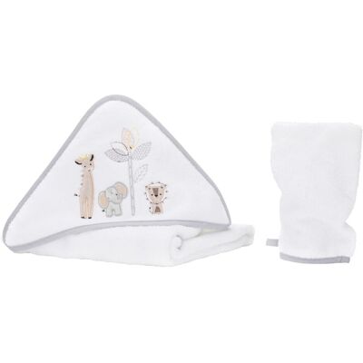 Fillikid - Safari - Weiß - 100x100 cm - Baby-Handtuch Fillikid - Safari - Weiß - 100x100 cm - Baby-Handtuch