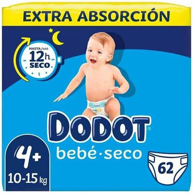 Dodot Baby Dry Größe 4+ (10-15kg) Packung mit 62 Windeln - Schutz & Komfort Dodot Baby Dry Größe 4+ (10-15kg) Packung mit 62 Windeln - Schutz & Komfort