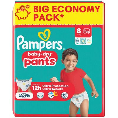 Pampers Baby Dry Pants Gr.8 Extra Large 17+kg Big Windeln Eco Pack 38 Stück (Gr. 8, 38 Stk.) Pampers Baby Dry Pants Gr.8 Extra Large 17+kg Big Windeln Eco Pack 38 Stück (Gr. 8, 38 Stk.)