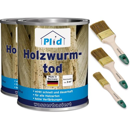 Plid, Holzschutz + Holzpflege, Holzwurm-Schreck 1,5l + Pinselset 3-tlg. / Holzschutz Holzwurmbekämpfung (Farblos, 1.50 l)