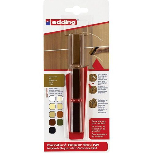 5x Edding, Spachtelmasse + Mörtel, Mbel-Reparaturwachs-Set 8901 nussbaum (41 g)