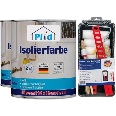 Plid, Spezialfarbe, Isolierfarbe 1,5L Weiss + Anstreichset / Wandfarbe Nikotinfarbe Innenfarbe Plid, Spezialfarbe, Isolierfarbe 1,5L Weiss + Anstreichset / Wandfarbe Nikotinfarbe Innenfarbe