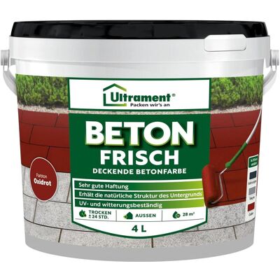 Ultrament, Spezialfarbe, Beton Frisch, deckende Betonfarbe, Bodenfarbe, 4 Liter, (Rot) Ultrament, Spezialfarbe, Beton Frisch, deckende Betonfarbe, Bodenfarbe, 4 Liter, (Rot)