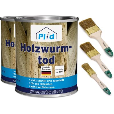 Plid, Holzschutz + Holzpflege, Holzwurm-Schreck 1,5l + Pinselset 3-tlg. / Holzschutz Holzwurmbekämpfung (Farblos, 1.50 l) Plid, Holzschutz + Holzpflege, Holzwurm-Schreck 1,5l + Pinselset 3-tlg. / Holzschutz Holzwurmbekämpfung (Farblos, 1.50 l)