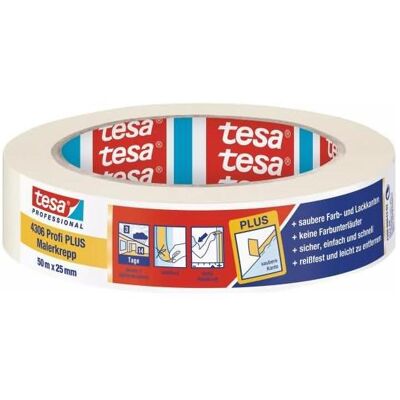tesa, Klebeband, Maler Krepp 4306 Premium Papierabdeckband, 25 mm x 50 m schwach gekreppt, speziell für Maleranwendu (25 mm) tesa, Klebeband, Maler Krepp 4306 Premium Papierabdeckband, 25 mm x 50 m schwach gekreppt, speziell für Maleranwendu (25 mm)