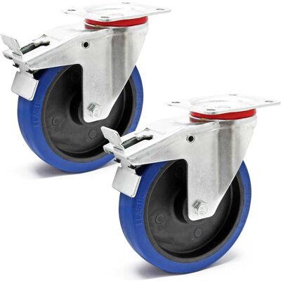 Wiltec, Möbelrollen, Lenkrollen Set 2x Transportrolle m. Bremse 200mm 350kg totalfeststellbar Wiltec, Möbelrollen, Lenkrollen Set 2x Transportrolle m. Bremse 200mm 350kg totalfeststellbar