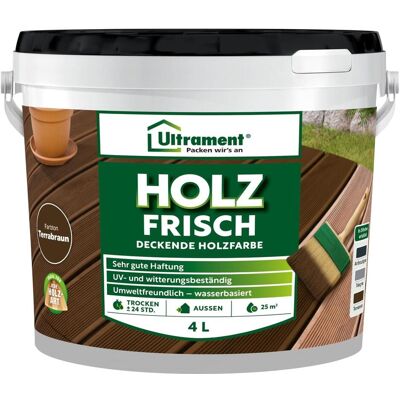 Ultrament, Holzschutz + Holzpflege, Holz Frisch - Deckende Holzfarbe, Bodenfarbe Holz für Aussen, 4 Liter (Terrabraun) (Terrabraun, 4 l) Ultrament, Holzschutz + Holzpflege, Holz Frisch - Deckende Holzfarbe, Bodenfarbe Holz für Aussen, 4 Liter (Terrabraun) (Terrabraun, 4 l)
