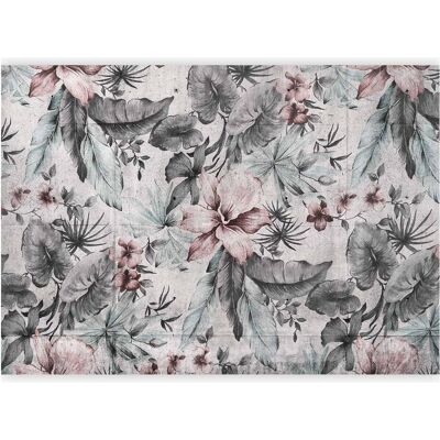 Artgeist, Tapete, Fototapete - Nature in retro style - landscape with leaves and flowers in grey tones (450 x 315 cm) Artgeist, Tapete, Fototapete - Nature in retro style - landscape with leaves and flowers in grey tones (450 x 315 cm)
