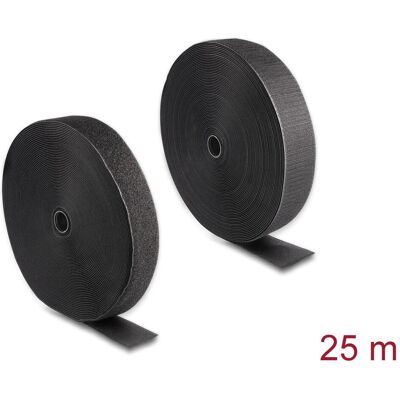 DeLock Klettband, Klettband 25m x 50mm Strapazierfähig Schwarz (50 mm) DeLock Klettband, Klettband 25m x 50mm Strapazierfähig Schwarz (50 mm)