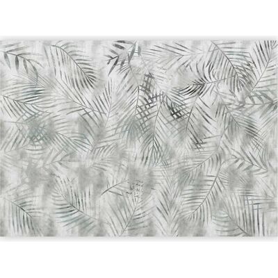 Artgeist, Tapete, Fototapete - Minimalist landscape - nature motif with grey exotic leaves (250 x 175 cm) Artgeist, Tapete, Fototapete - Minimalist landscape - nature motif with grey exotic leaves (250 x 175 cm)