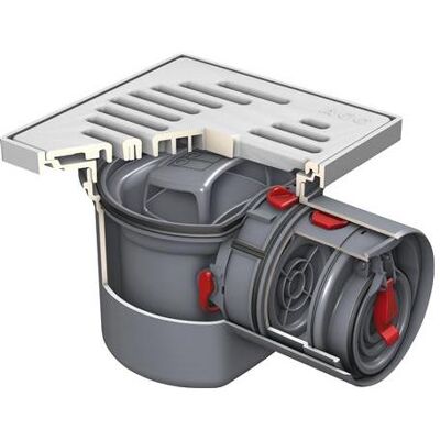ACO, Ventil, Junior-Kellerabfluss mit Wasserstopp - 110 mm. mit 2 Klappen, Wasserstopp und grauem Kunststoffstrei ACO, Ventil, Junior-Kellerabfluss mit Wasserstopp - 110 mm. mit 2 Klappen, Wasserstopp und grauem Kunststoffstrei
