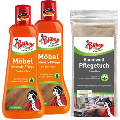 Poliboy, Holzschutz + Holzpflege, Möbel Intensiv Pflege - 2x500ml - mit Baumwolltuch (1 l) Poliboy, Holzschutz + Holzpflege, Möbel Intensiv Pflege - 2x500ml - mit Baumwolltuch (1 l)