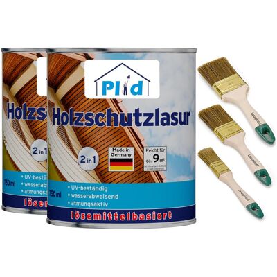 Plid, Holzschutz + Holzpflege, Holzlasur 1,5l für ca. 16m² + Lasurpinselset 3-tlg. / Holzschutzlasur (Palisander, 1.50 l) Plid, Holzschutz + Holzpflege, Holzlasur 1,5l für ca. 16m² + Lasurpinselset 3-tlg. / Holzschutzlasur (Palisander, 1.50 l)