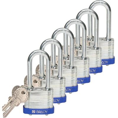 Brady, Vorhängeschloss, laminiertes Stahlvorhängeschloss, Blau, Stahlbügel, 50 mm Bügelhöhe, Bügeldurchmesser 7 mm ( Brady, Vorhängeschloss, laminiertes Stahlvorhängeschloss, Blau, Stahlbügel, 50 mm Bügelhöhe, Bügeldurchmesser 7 mm (