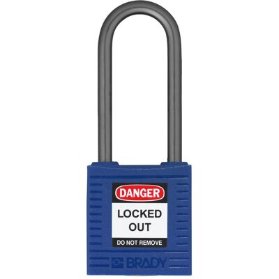 Brady, Vorhängeschloss, kompaktes Sicherheitsschloss Nylon, Blau, 50mm Bügelhöhe, 4.7mm Aluminium-Schliessbügel (Keye Brady, Vorhängeschloss, kompaktes Sicherheitsschloss Nylon, Blau, 50mm Bügelhöhe, 4.7mm Aluminium-Schliessbügel (Keye