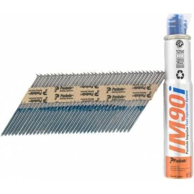 Haubold, Nägel, Nagelstreifen PASLODE 3,1x90 mm Rillenschaft mit Gas vz. (VE=2500+2GK) (2500 Stk., 90 mm) Haubold, Nägel, Nagelstreifen PASLODE 3,1x90 mm Rillenschaft mit Gas vz. (VE=2500+2GK) (2500 Stk., 90 mm)