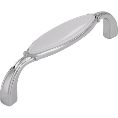 Siro, Möbelgriff, Griff Anaheim Schubladengriff 96 mm ZN/Kunststoff verchromt poliert/weiss Siro, Möbelgriff, Griff Anaheim Schubladengriff 96 mm ZN/Kunststoff verchromt poliert/weiss