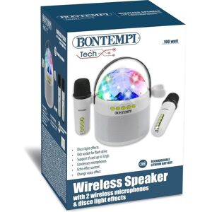 Bontempi Wireless Speaker with Double Microphone and Disco LED Lights, 18.5 x 17 x 12 cm Bontempi Wireless Speaker with Double Microphone and Disco LED Lights, 18.5 x 17 x 12 cm