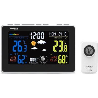 Garni 570 Easy III / Wetterstation / Farbdisplay / 1x Funksensor 040H, Wetterstation, Weiss, Schwarz Garni 570 Easy III / Wetterstation / Farbdisplay / 1x Funksensor 040H, Wetterstation, Weiss, Schwarz